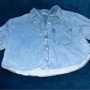 Long sleeve collard buttoned crop top